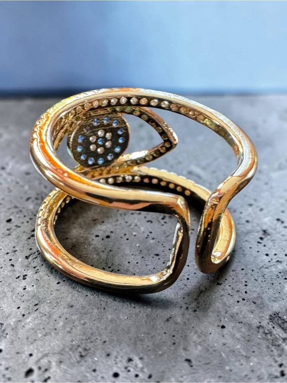 Bohemian Evil Eye Multilayered Crystals Statement Ring. New.